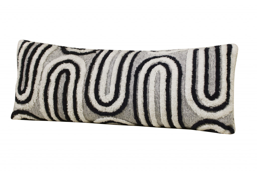 White & Blue 100% Cotton Geometric Pillow
