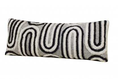 White & Blue 100% Cotton Geometric Pillow