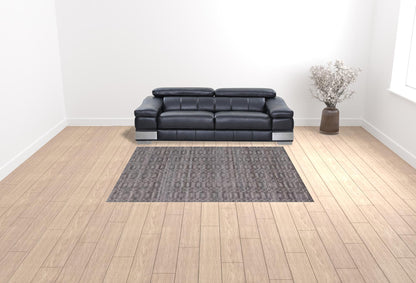 8 x 10 Charcoal & Rust Hand Loomed Rug