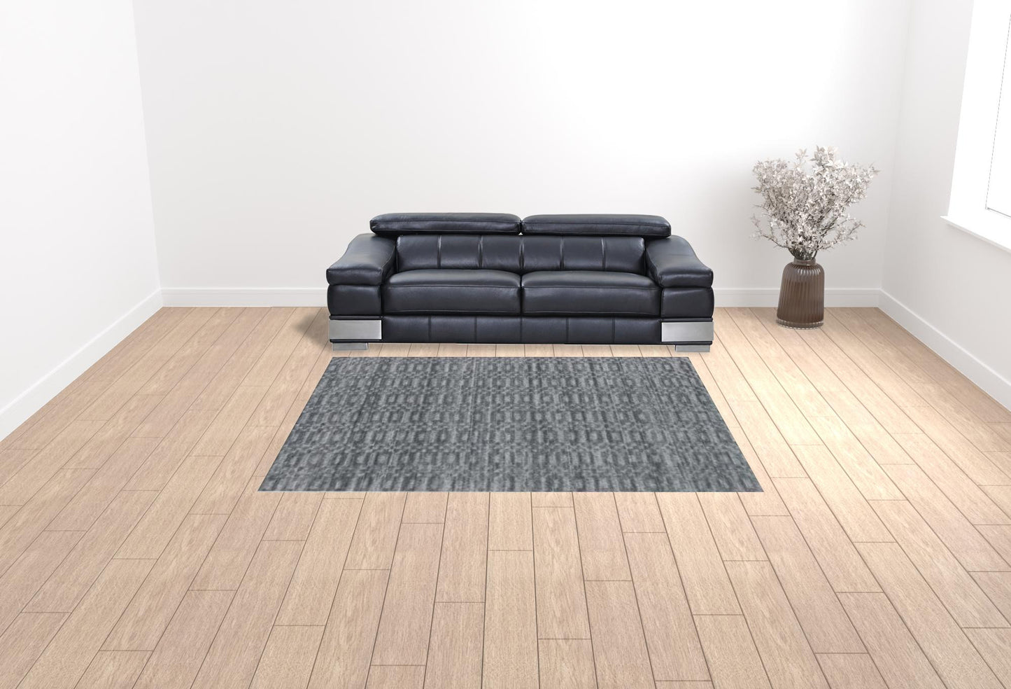 8 x 10 Charcoal & Dark Grey Hand Loomed Rug