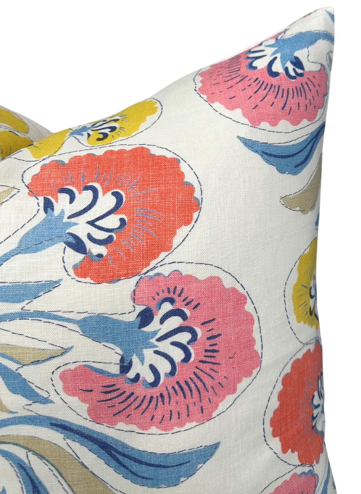 Tybee Tree Pillow in Coral + Yellow
