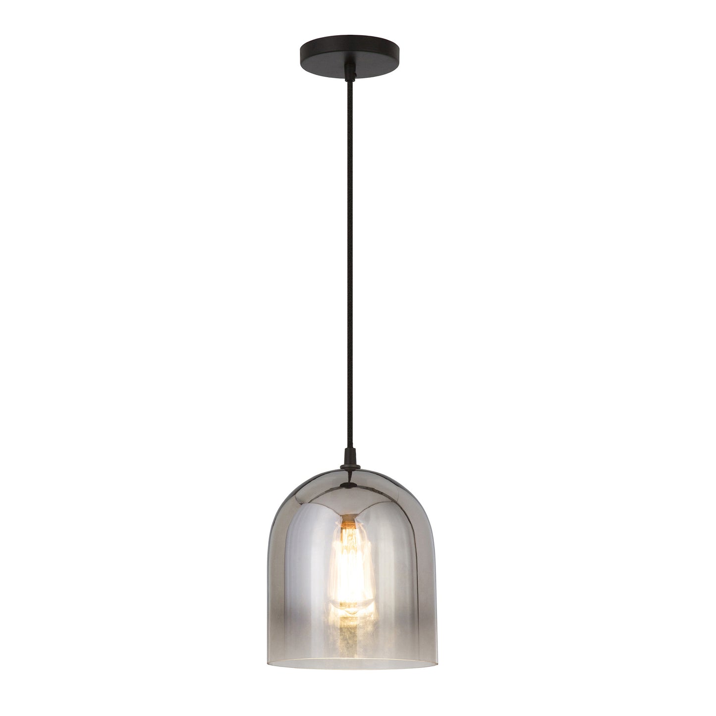 Gray Smoked Glass Dimmable Bell Shape Pendent Ceiling Light