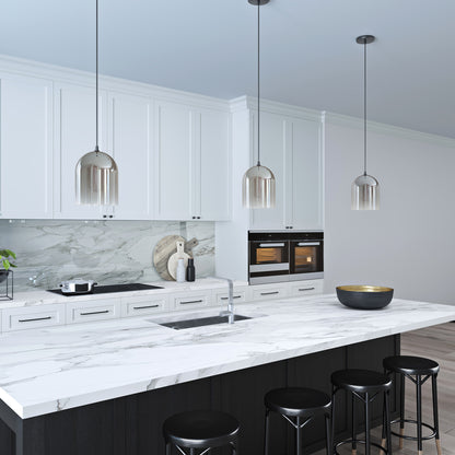 Gray Smoked Glass Dimmable Bell Shape Pendent Ceiling Light