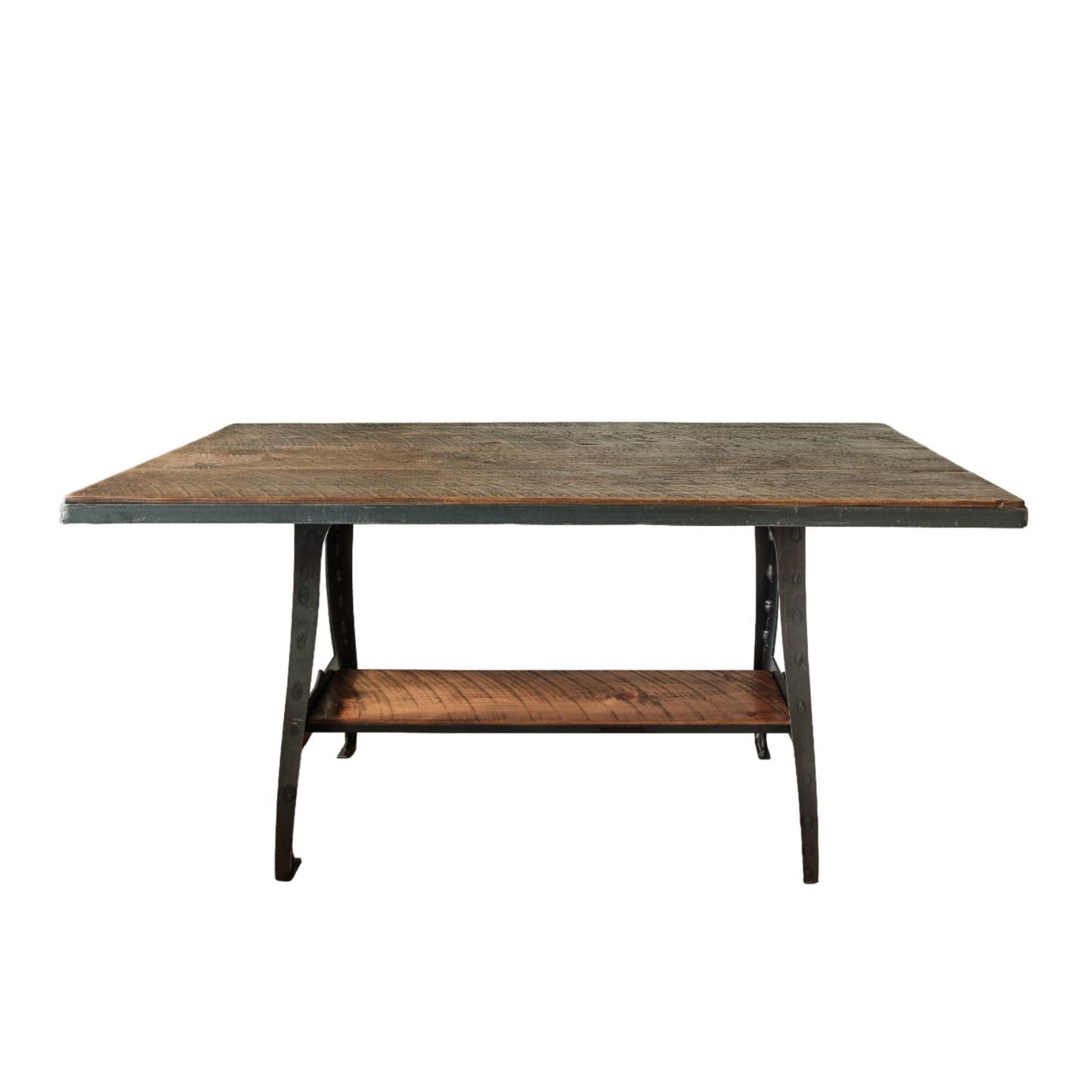 Brown And Black Solid Wood And Steel Sled Base Dining Table