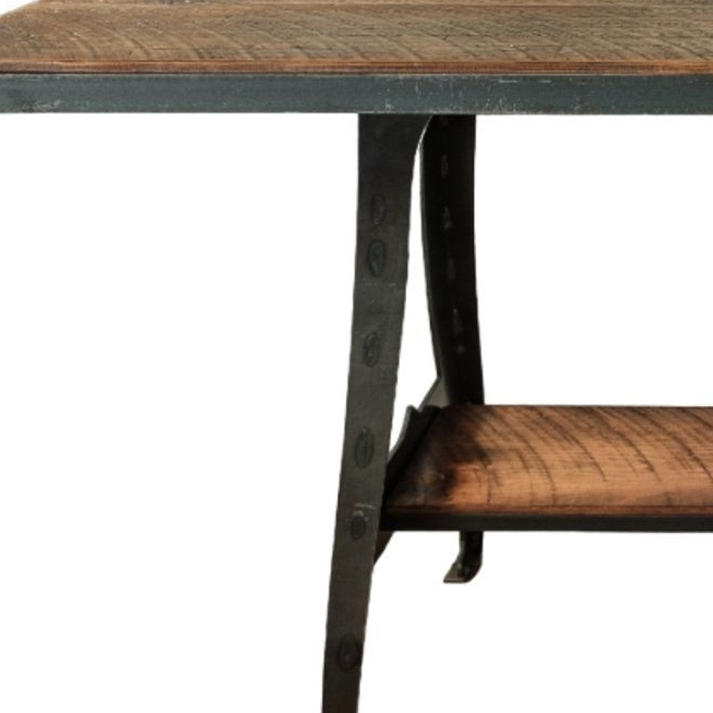 Brown And Black Solid Wood And Steel Sled Base Dining Table