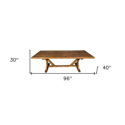 Brown Reclaimed Wood Trestle Base Dining Table