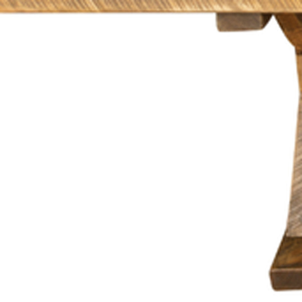 Brown Reclaimed Wood Trestle Base Dining Table