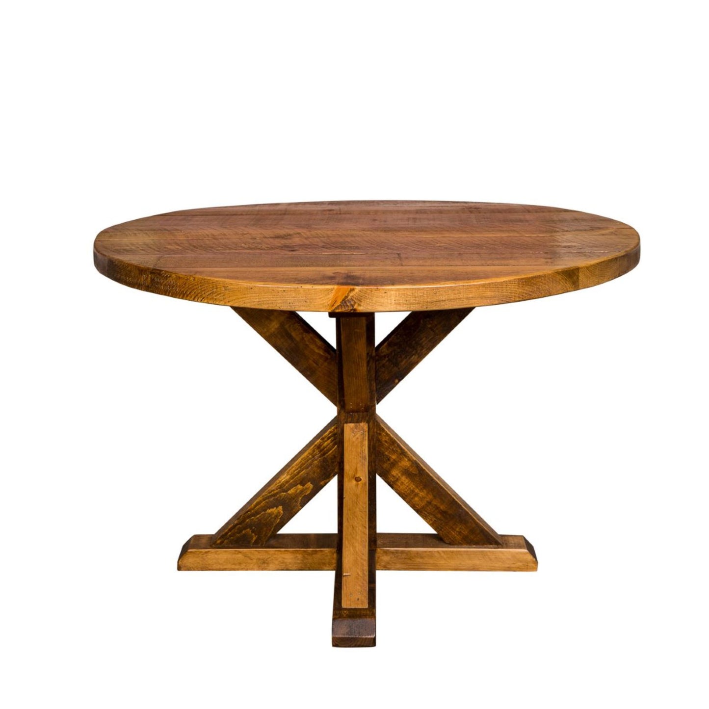 Brown Rounded Solid Wood Trestle Base Dining Table