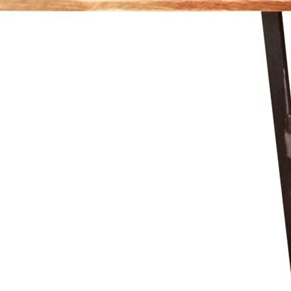 Brown And Black Solid Wood And Steel Dining Table