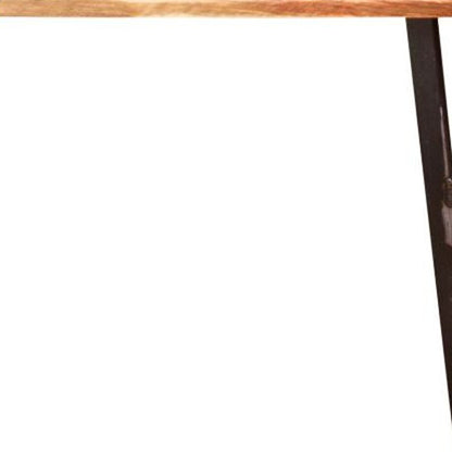 Brown And Black Solid Wood And Steel Dining Table