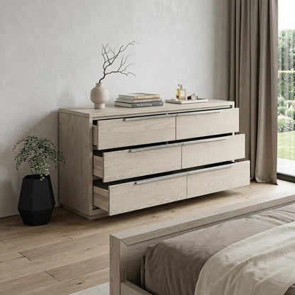 Gray Solid Wood Six Drawer Double Dresser image 1