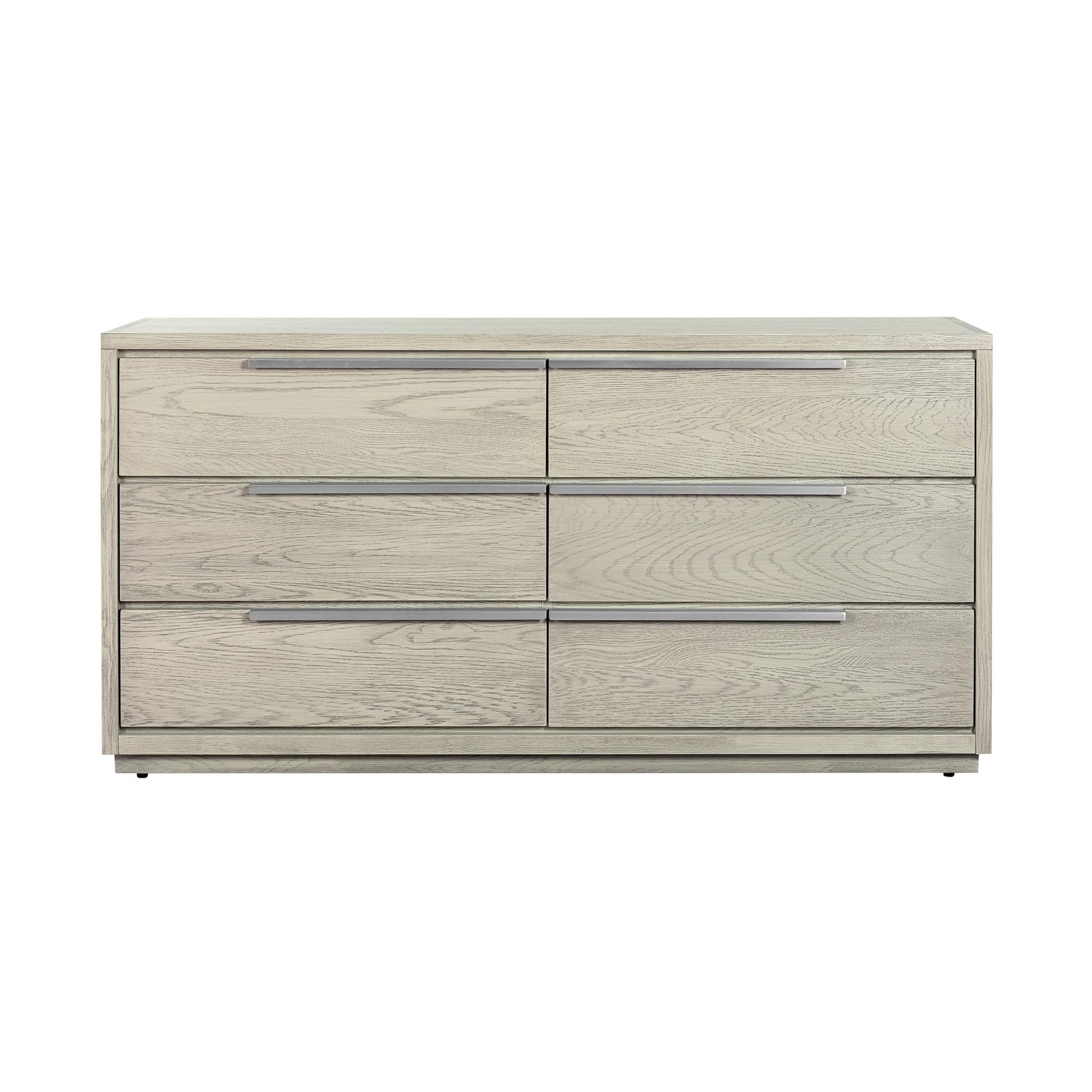 Gray Solid Wood Six Drawer Double Dresser image 2