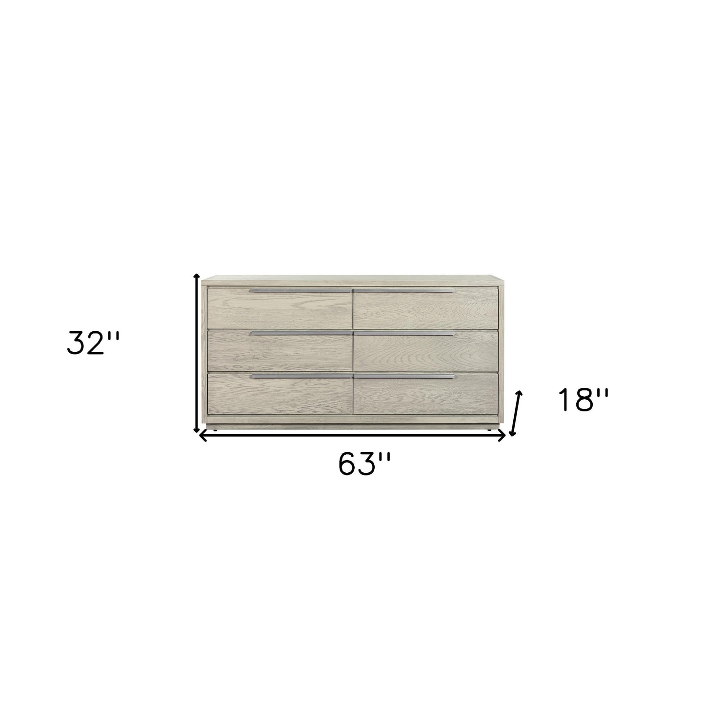 Gray Solid Wood Six Drawer Double Dresser image 9