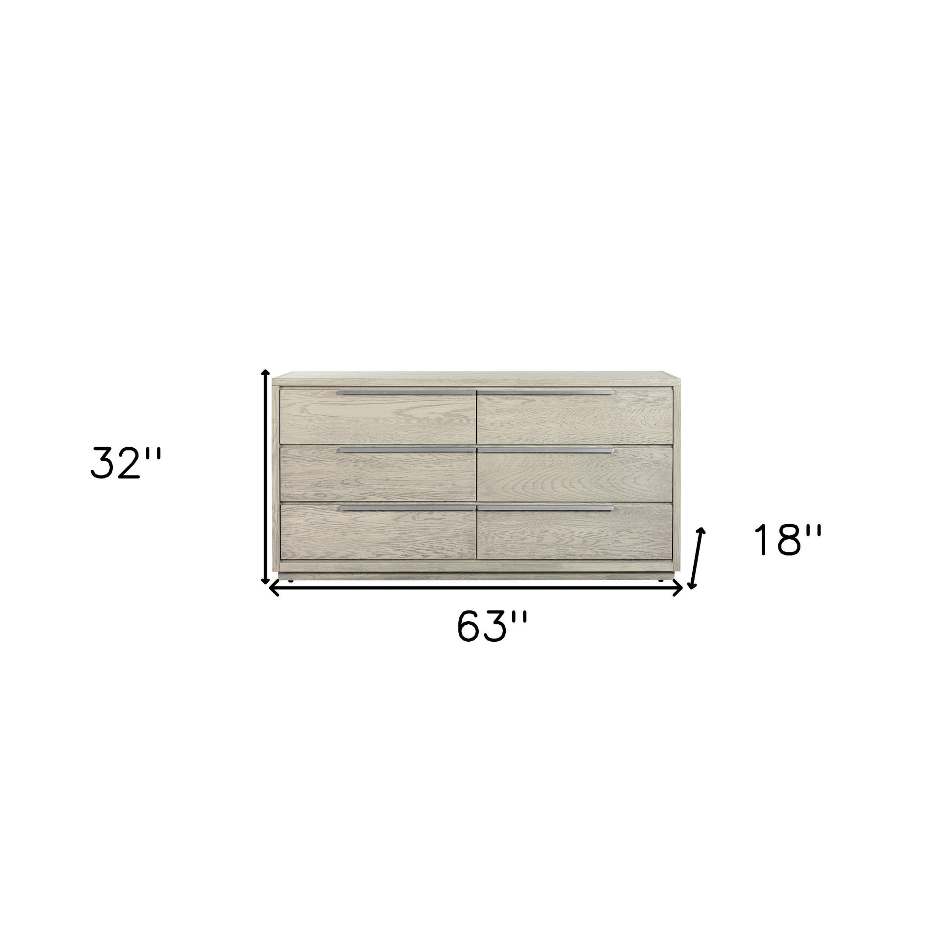 Gray Solid Wood Six Drawer Double Dresser image 9