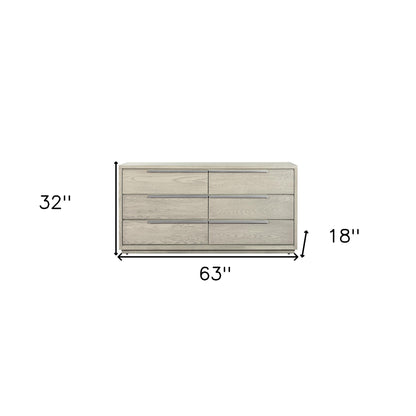 Gray Solid Wood Six Drawer Double Dresser image 9