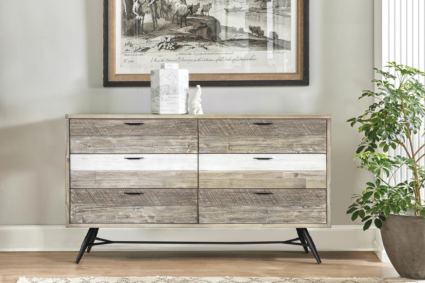Natural And Ivory Solid Wood Six Drawer Double Dresser image 8
