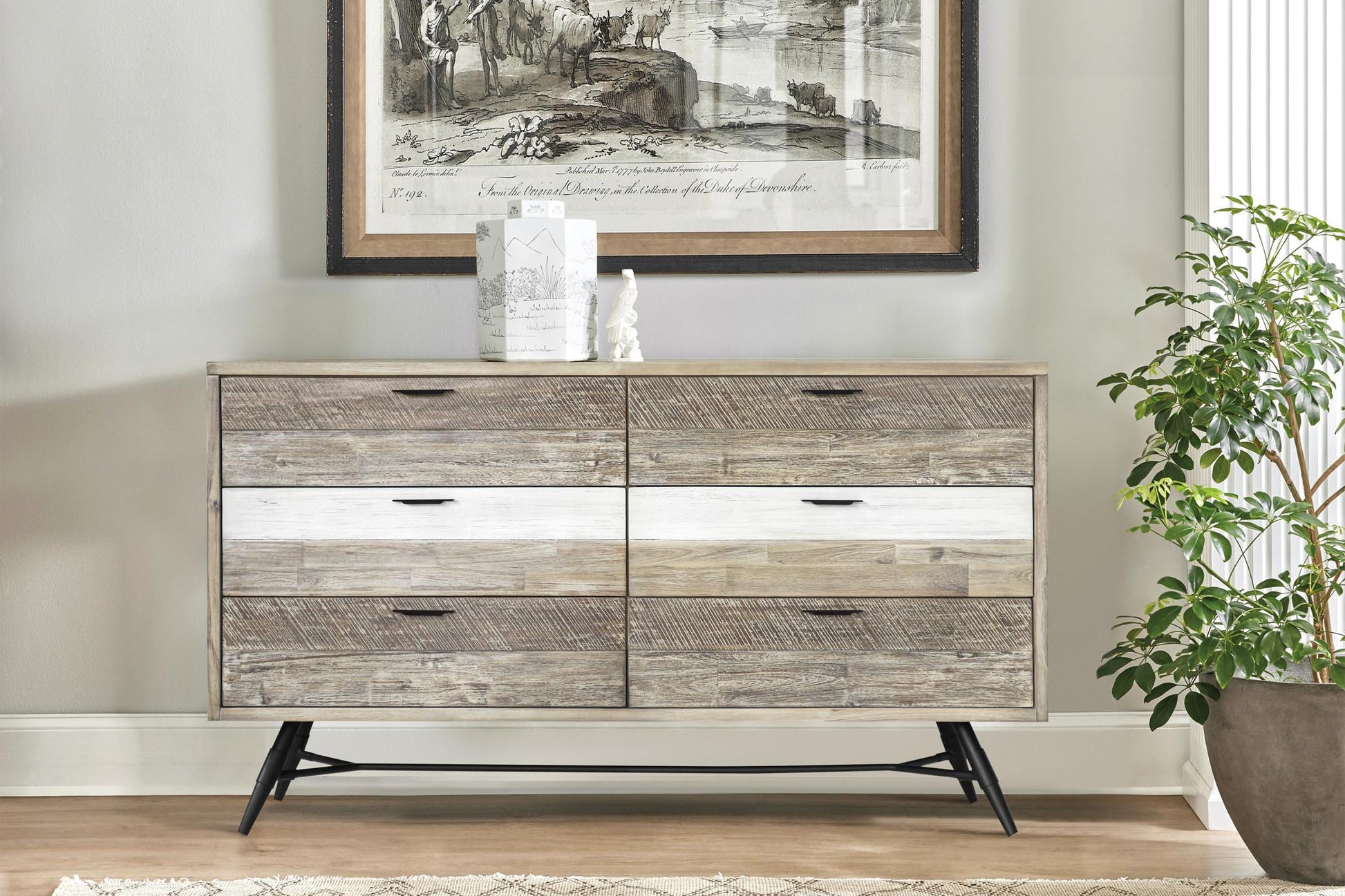 Natural And Ivory Solid Wood Six Drawer Double Dresser image 8