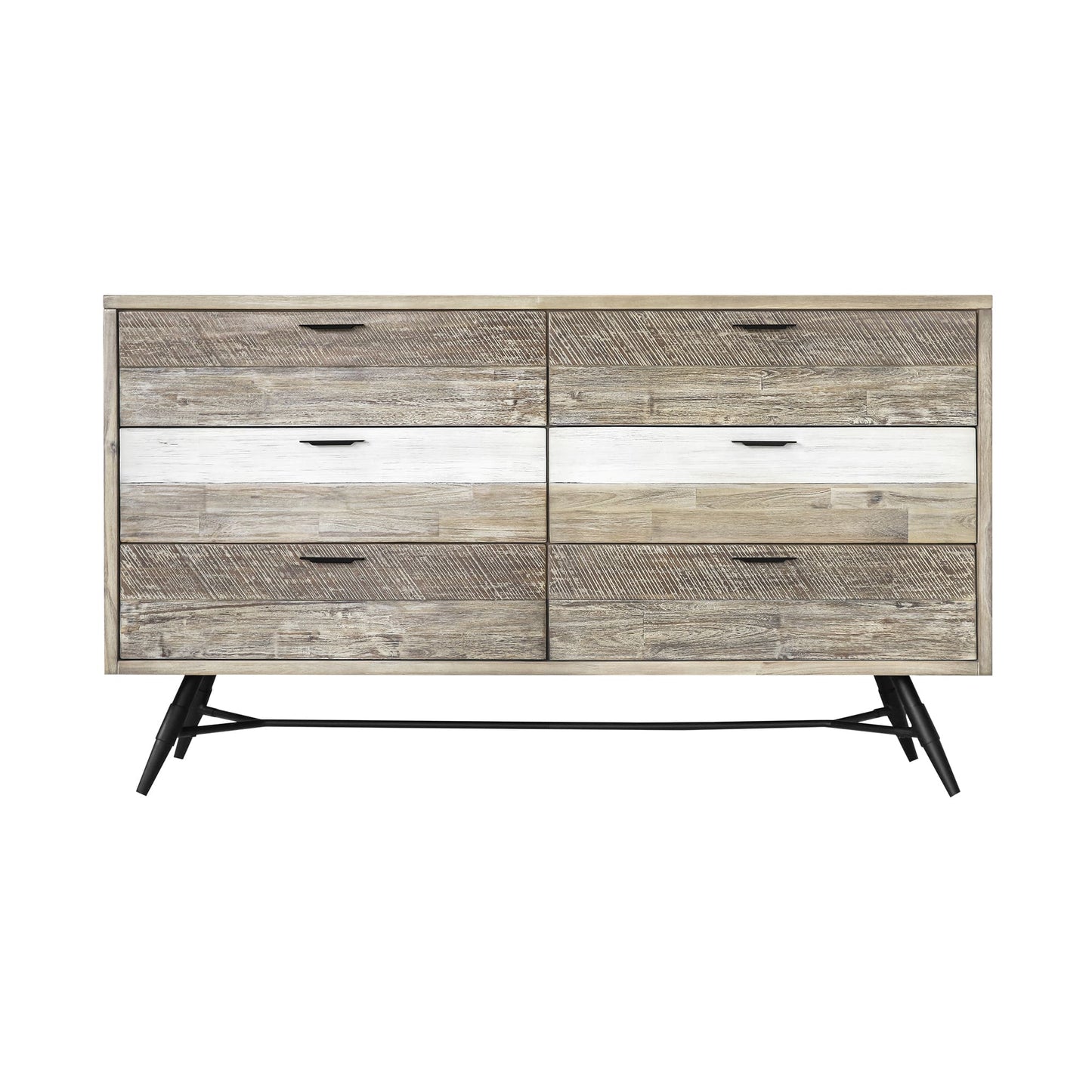 Natural And Ivory Solid Wood Six Drawer Double Dresser image 2