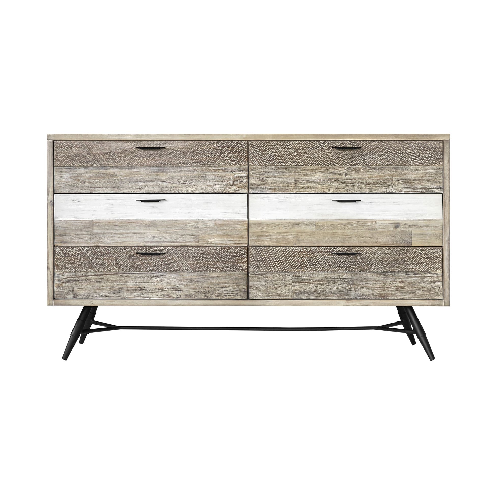 Natural And Ivory Solid Wood Six Drawer Double Dresser image 2