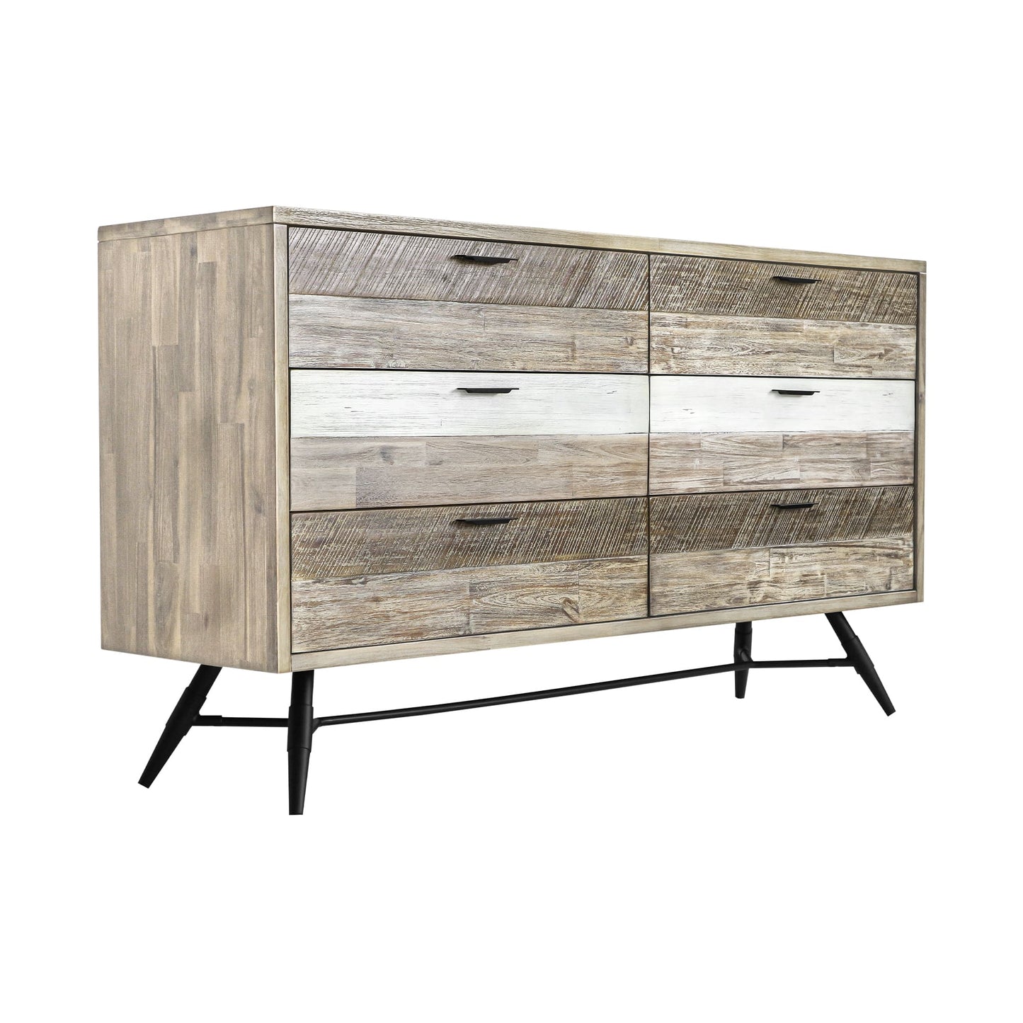 Natural And Ivory Solid Wood Six Drawer Double Dresser image 3