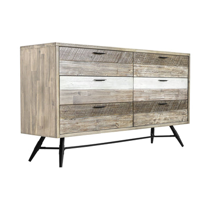Natural And Ivory Solid Wood Six Drawer Double Dresser image 3