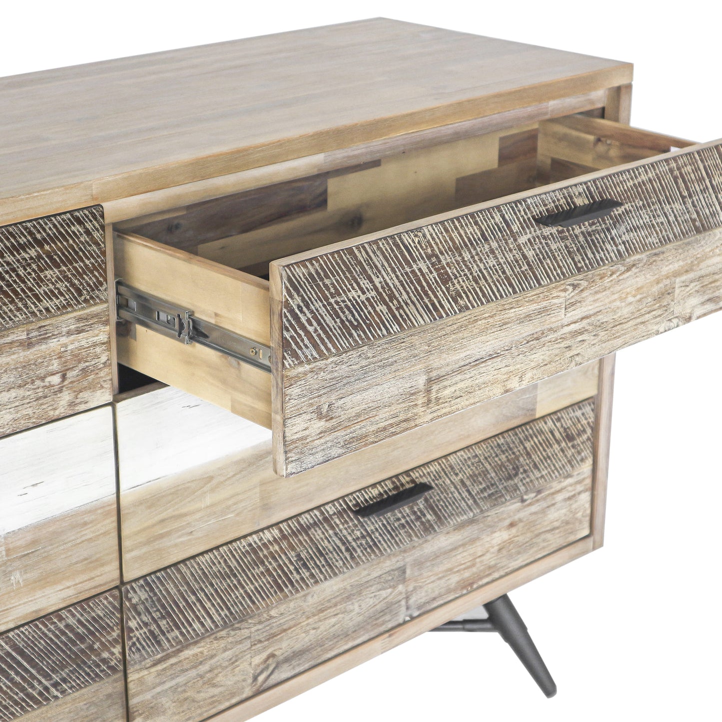 Natural And Ivory Solid Wood Six Drawer Double Dresser image 5