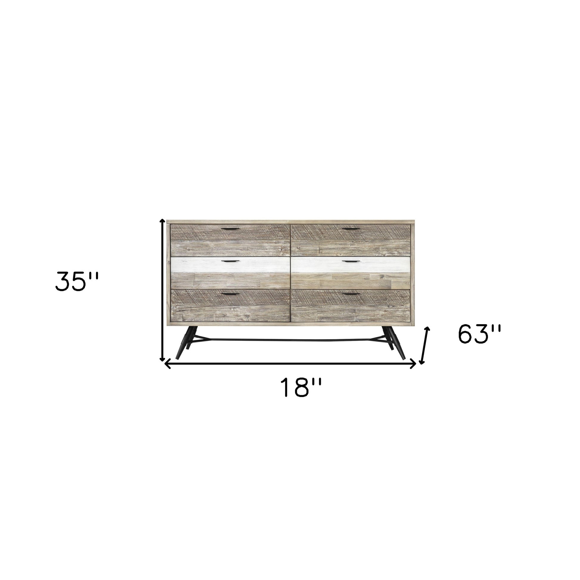 Natural And Ivory Solid Wood Six Drawer Double Dresser image 9