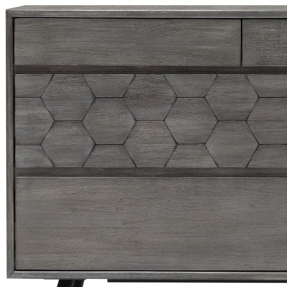 Gray Solid Wood Six Drawer Double Dresser image 3