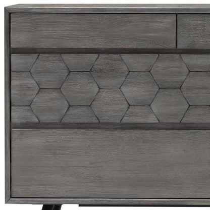 Gray Solid Wood Six Drawer Double Dresser image 3