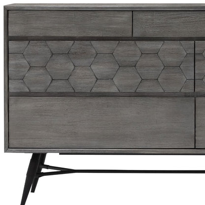 Gray Solid Wood Six Drawer Double Dresser image 4