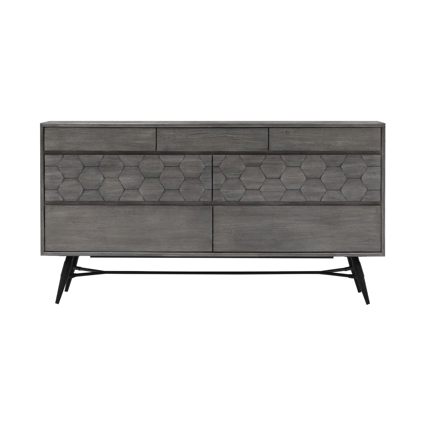 Gray Solid Wood Six Drawer Double Dresser image 2