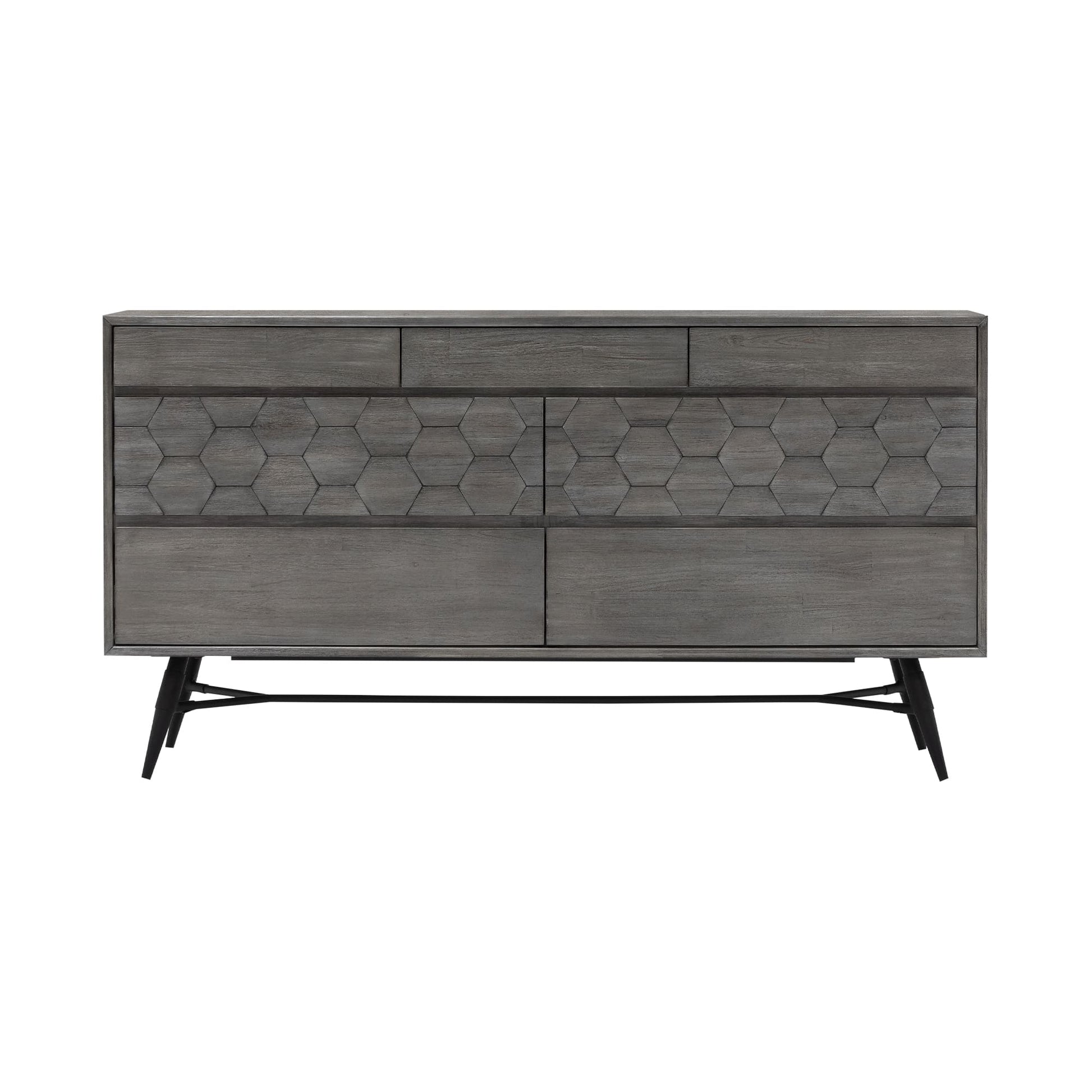 Gray Solid Wood Six Drawer Double Dresser image 2