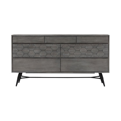 Gray Solid Wood Six Drawer Double Dresser image 2