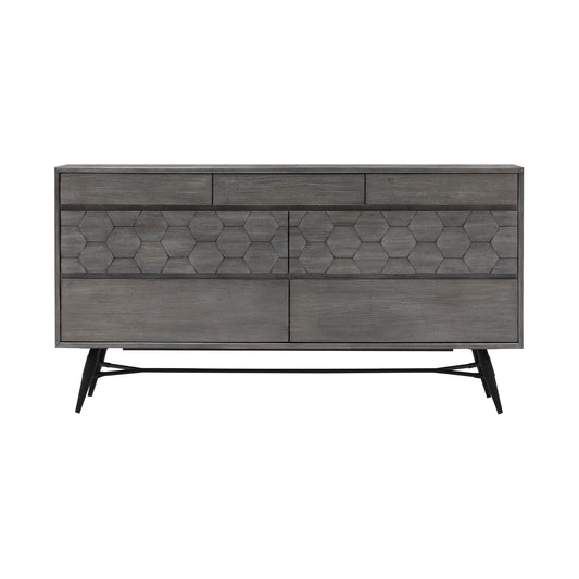 Gray Solid Wood Six Drawer Double Dresser image 2
