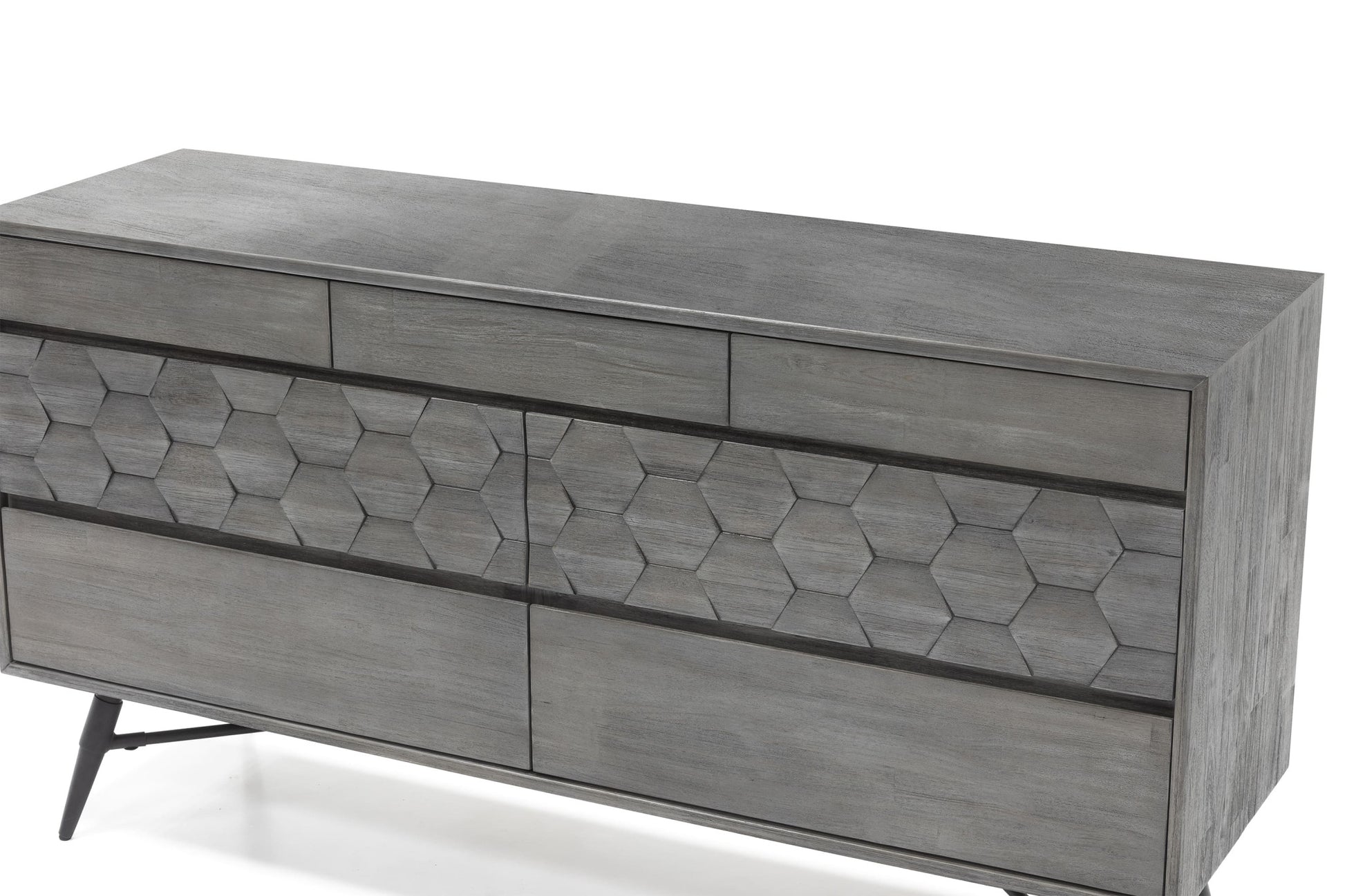 Gray Solid Wood Six Drawer Double Dresser image 5