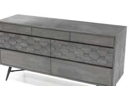 Gray Solid Wood Six Drawer Double Dresser image 5