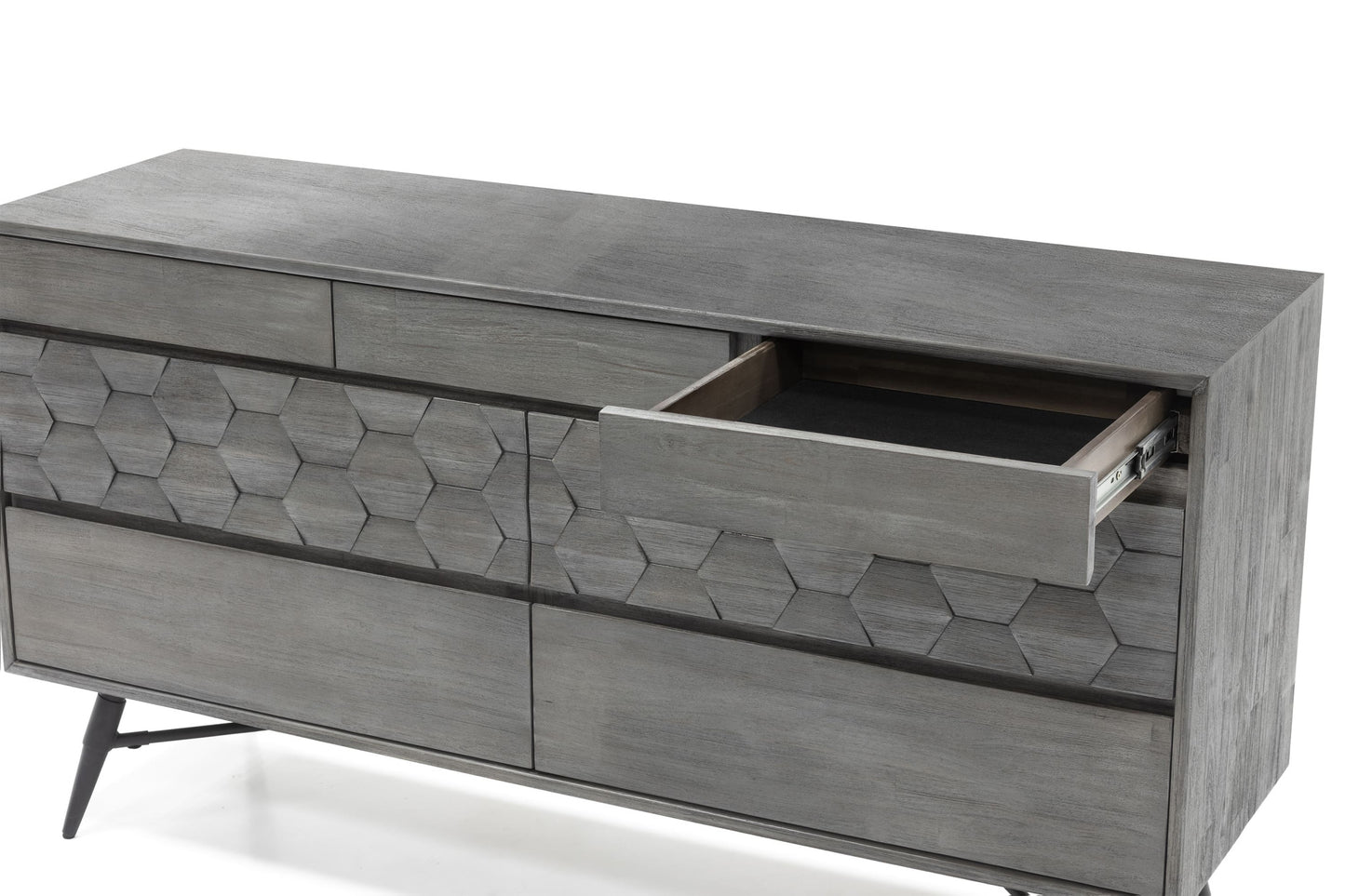 Gray Solid Wood Six Drawer Double Dresser image 7
