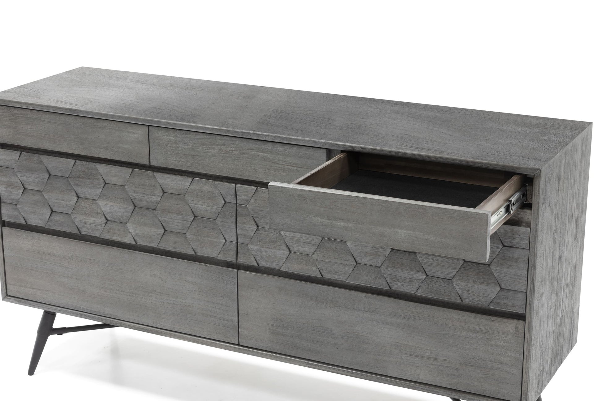 Gray Solid Wood Six Drawer Double Dresser image 7
