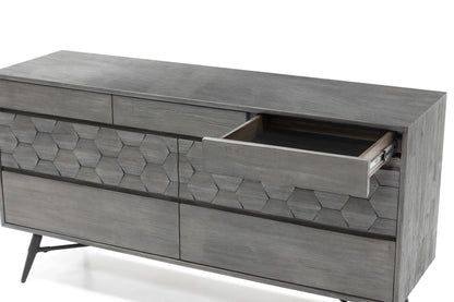 Gray Solid Wood Six Drawer Double Dresser image 7