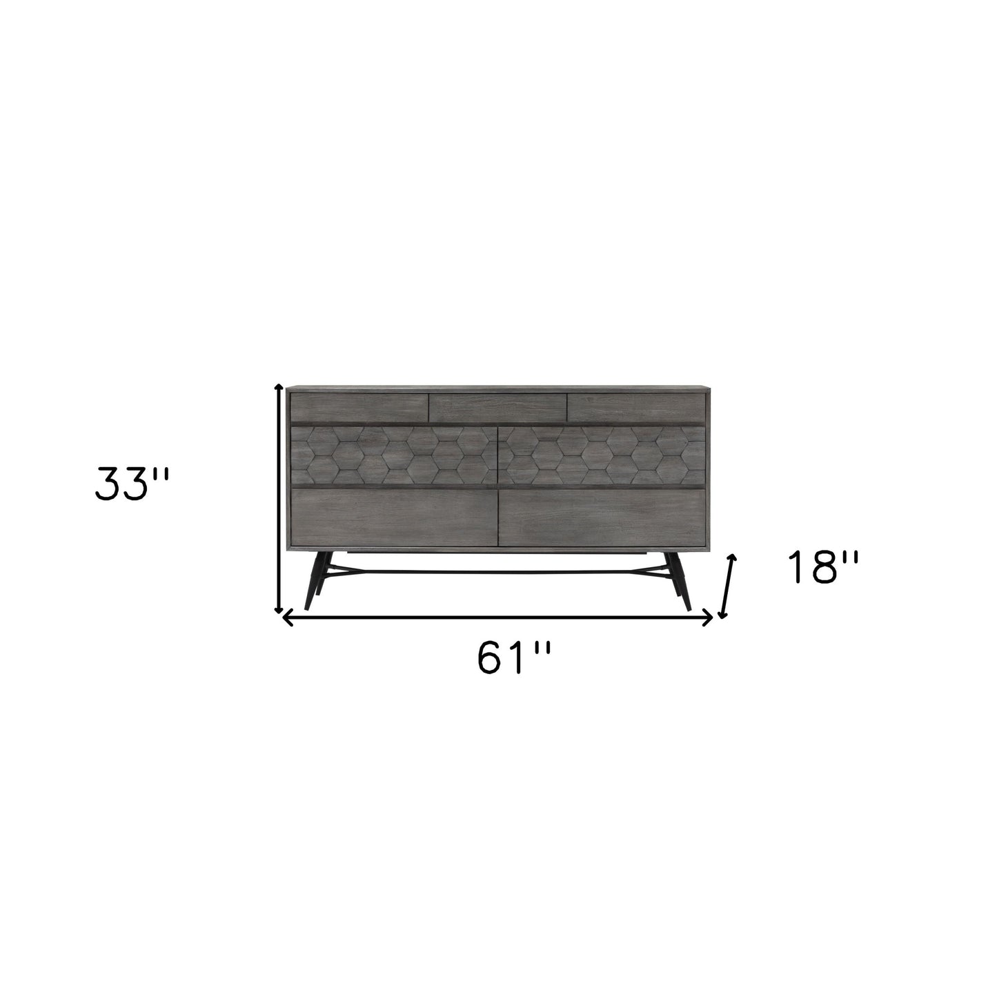 Gray Solid Wood Six Drawer Double Dresser image 9