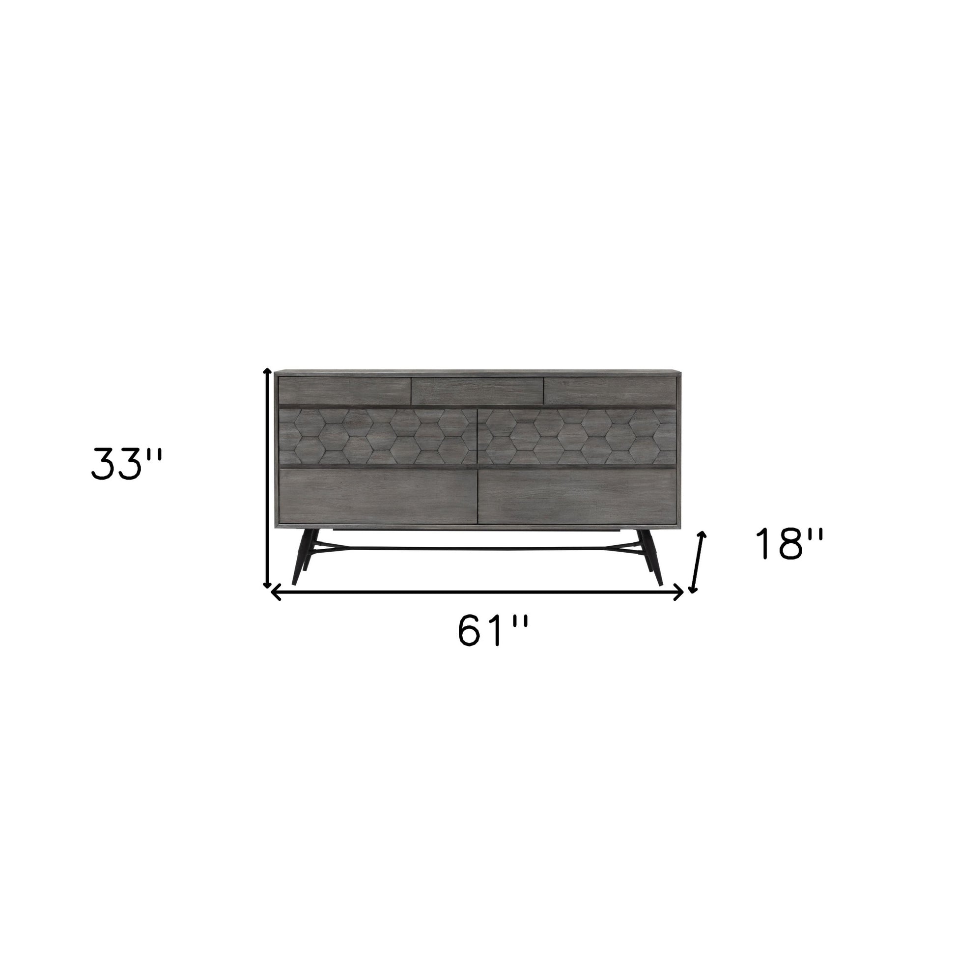 Gray Solid Wood Six Drawer Double Dresser image 9