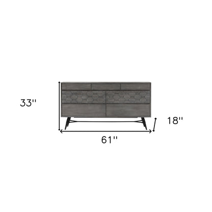 Gray Solid Wood Six Drawer Double Dresser image 9