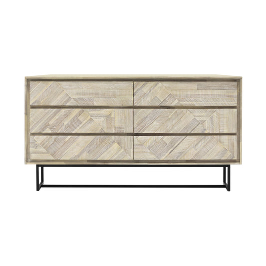 Natural Solid Wood Six Drawer Double Dresser image 2