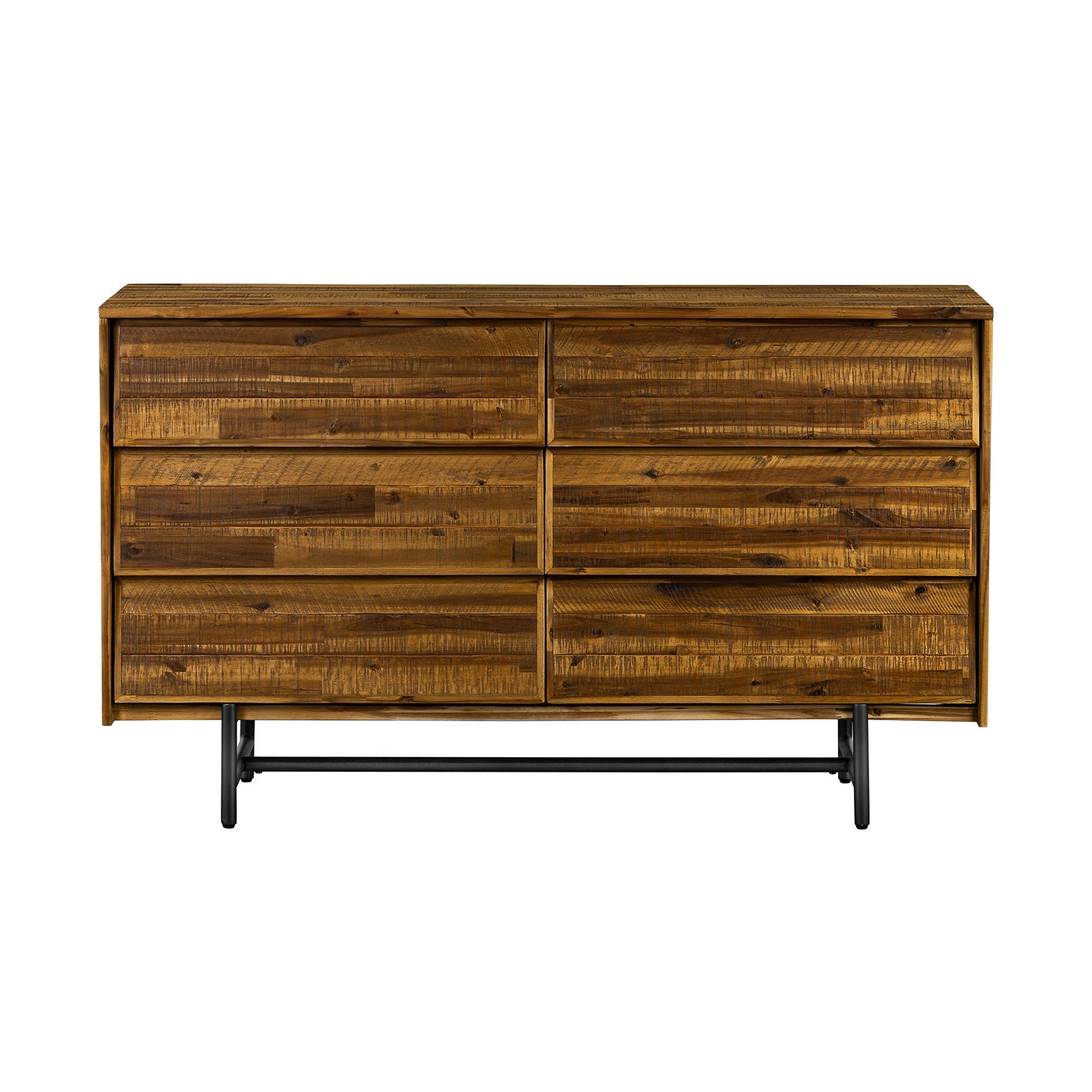 Brown and Black Solid Wood Six Drawer Double Dresser image 2