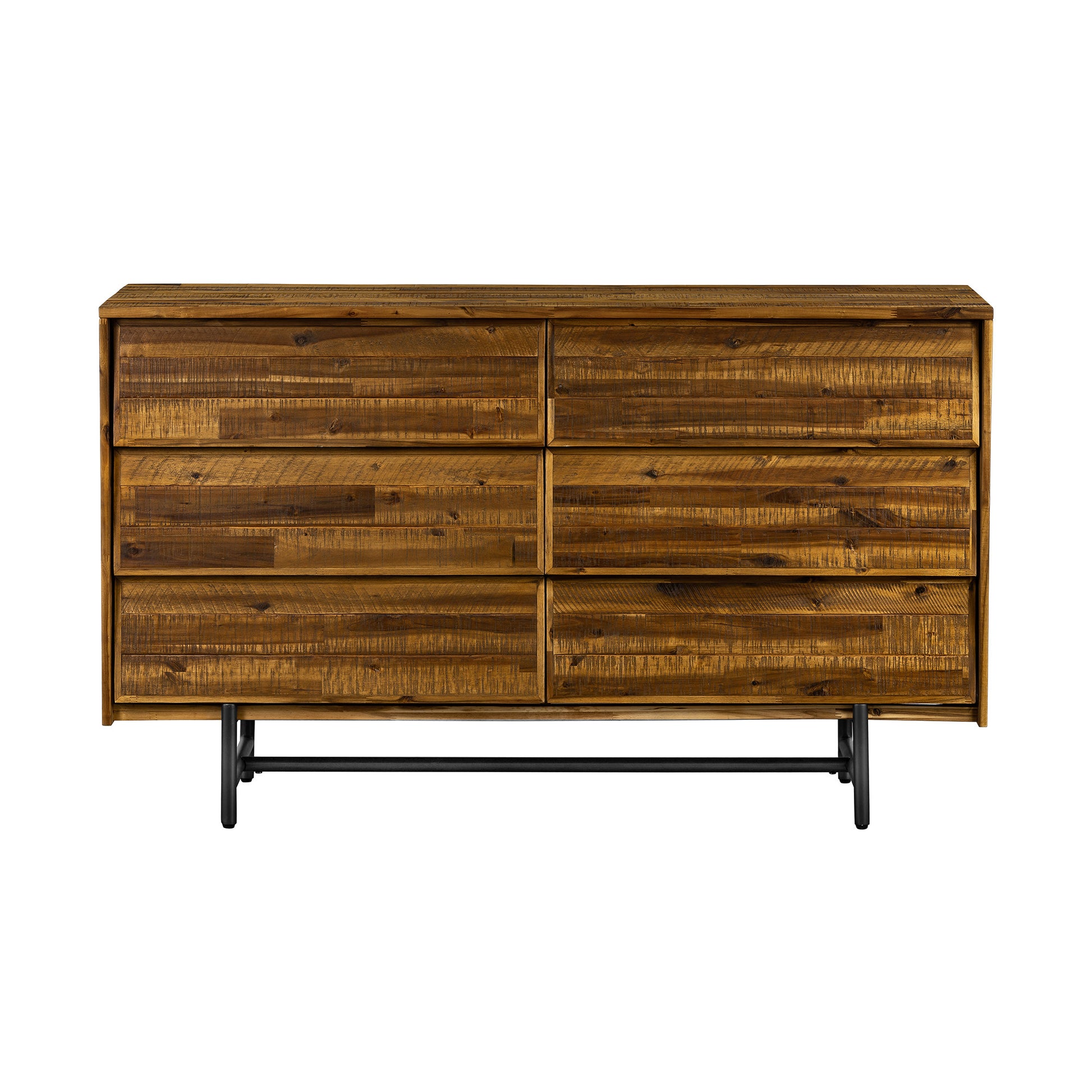 Brown and Black Solid Wood Six Drawer Double Dresser image 2
