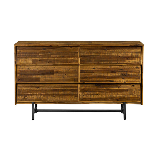Brown and Black Solid Wood Six Drawer Double Dresser image 2