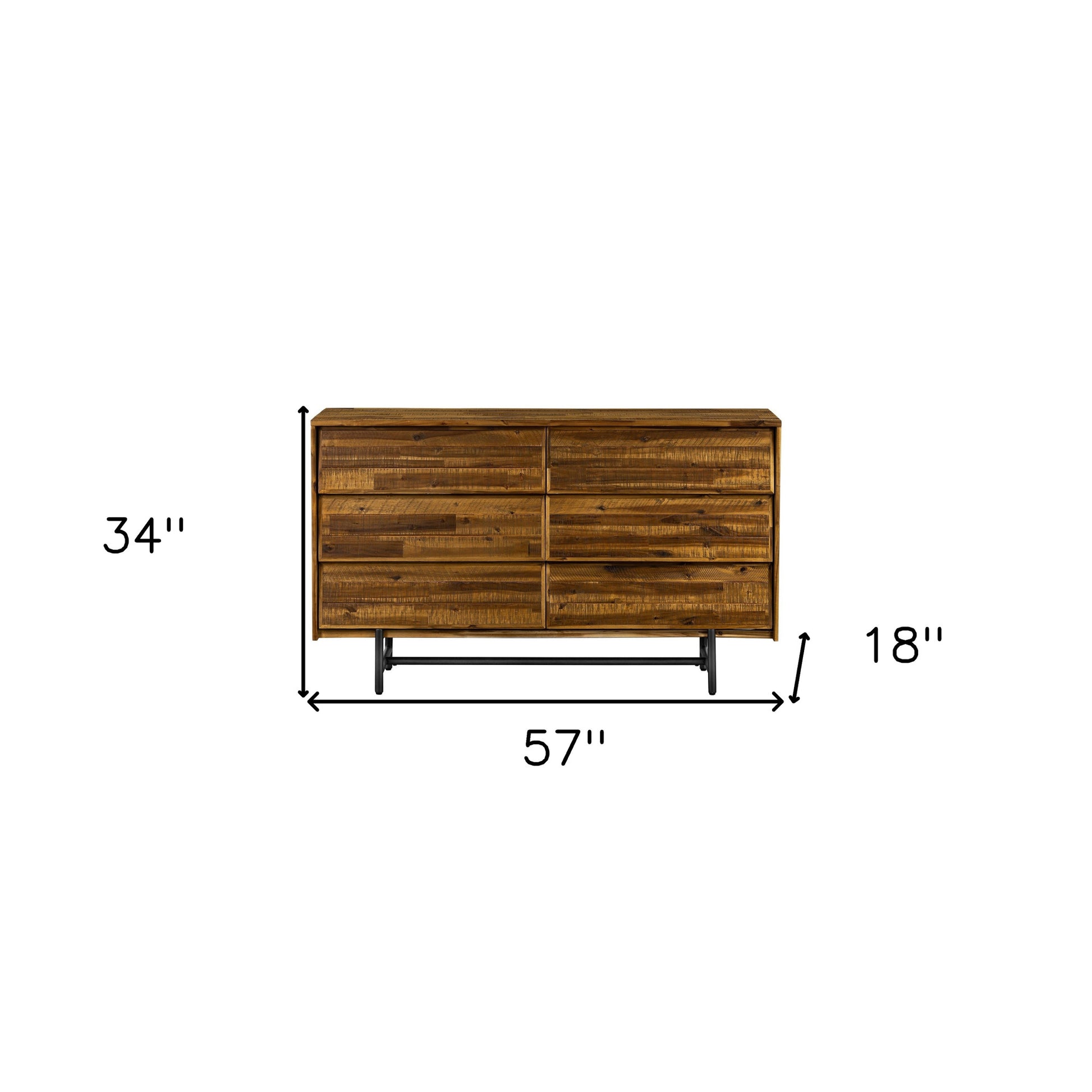 Brown and Black Solid Wood Six Drawer Double Dresser image 9