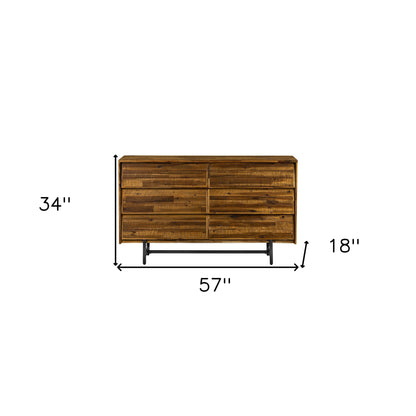 Brown and Black Solid Wood Six Drawer Double Dresser image 9