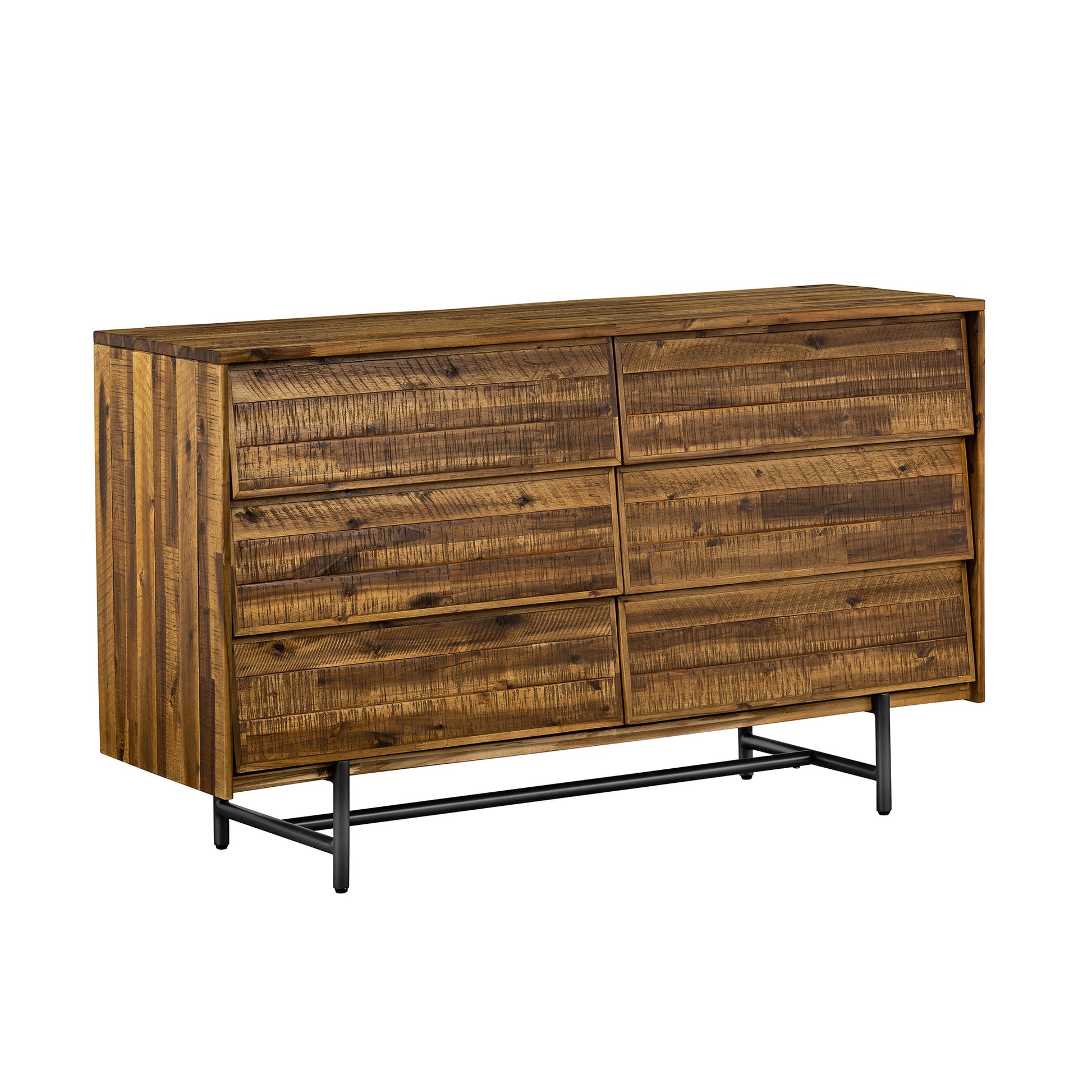 Brown and Black Solid Wood Six Drawer Double Dresser image 3