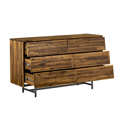 Brown and Black Solid Wood Six Drawer Double Dresser image 6